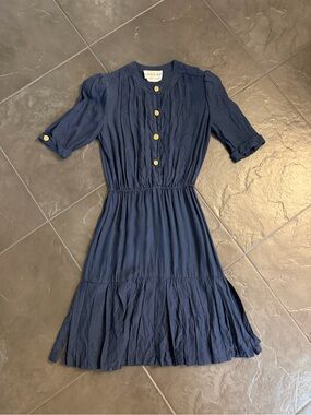 Adolfo Midi Dress with Gold Buttons
